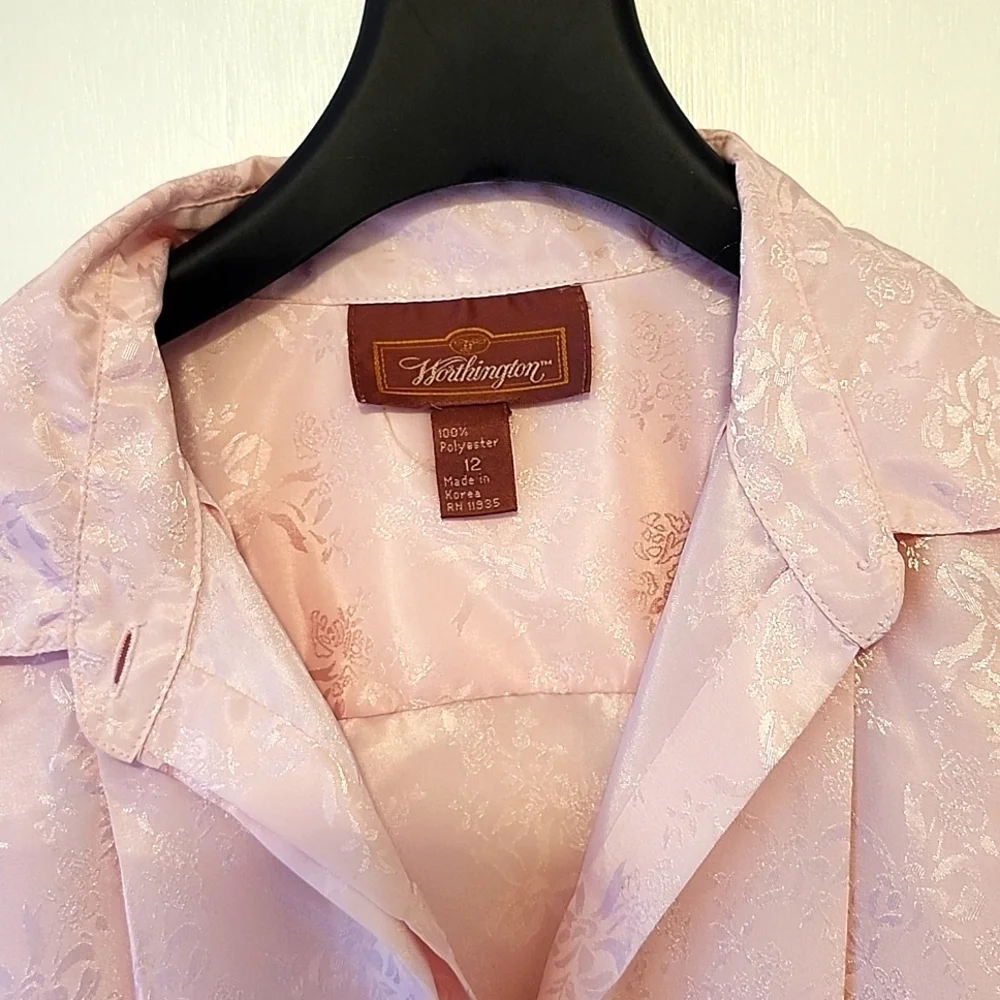 🍁Vintage Worthington Baby Pink Long Sleeve Blouse